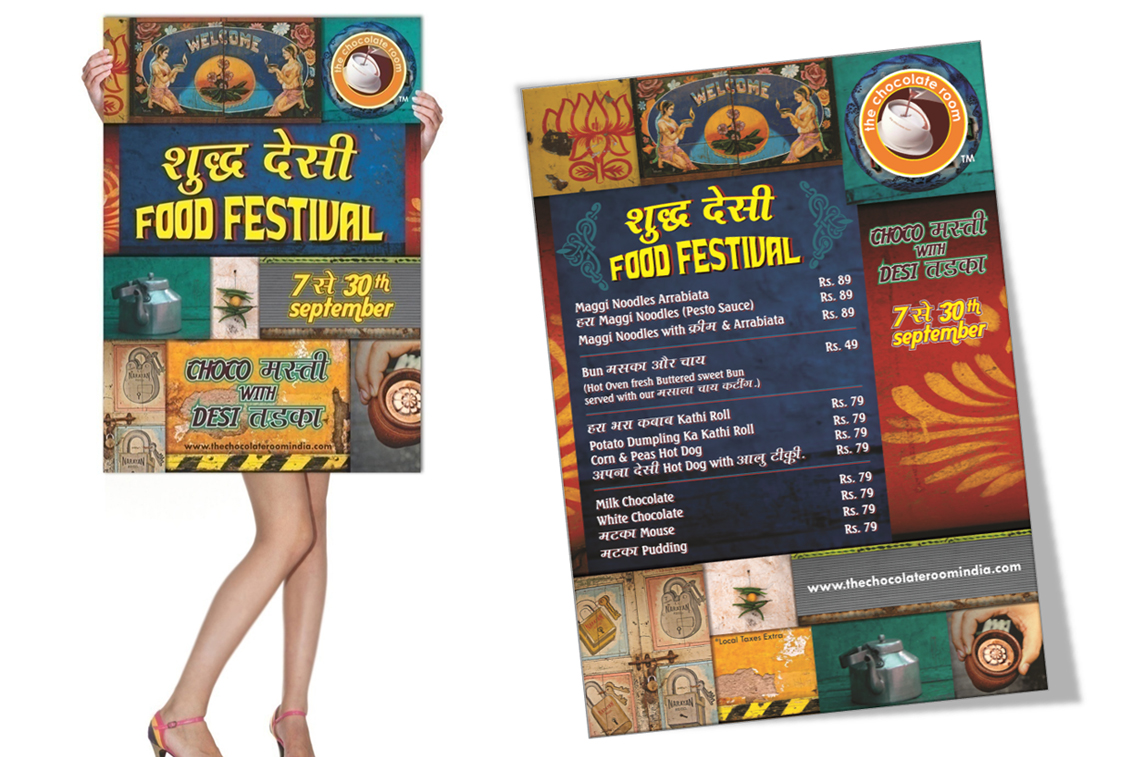 Food Festival Poster & menu design for cafe The Chocolate Room